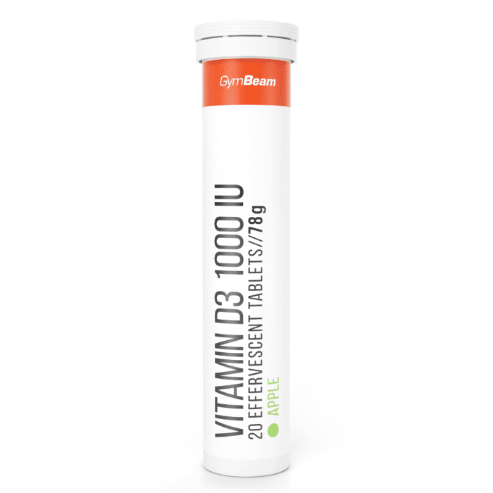 GymBeam Šumivý Vitamín D3 1000 IU 20 tab. jablko