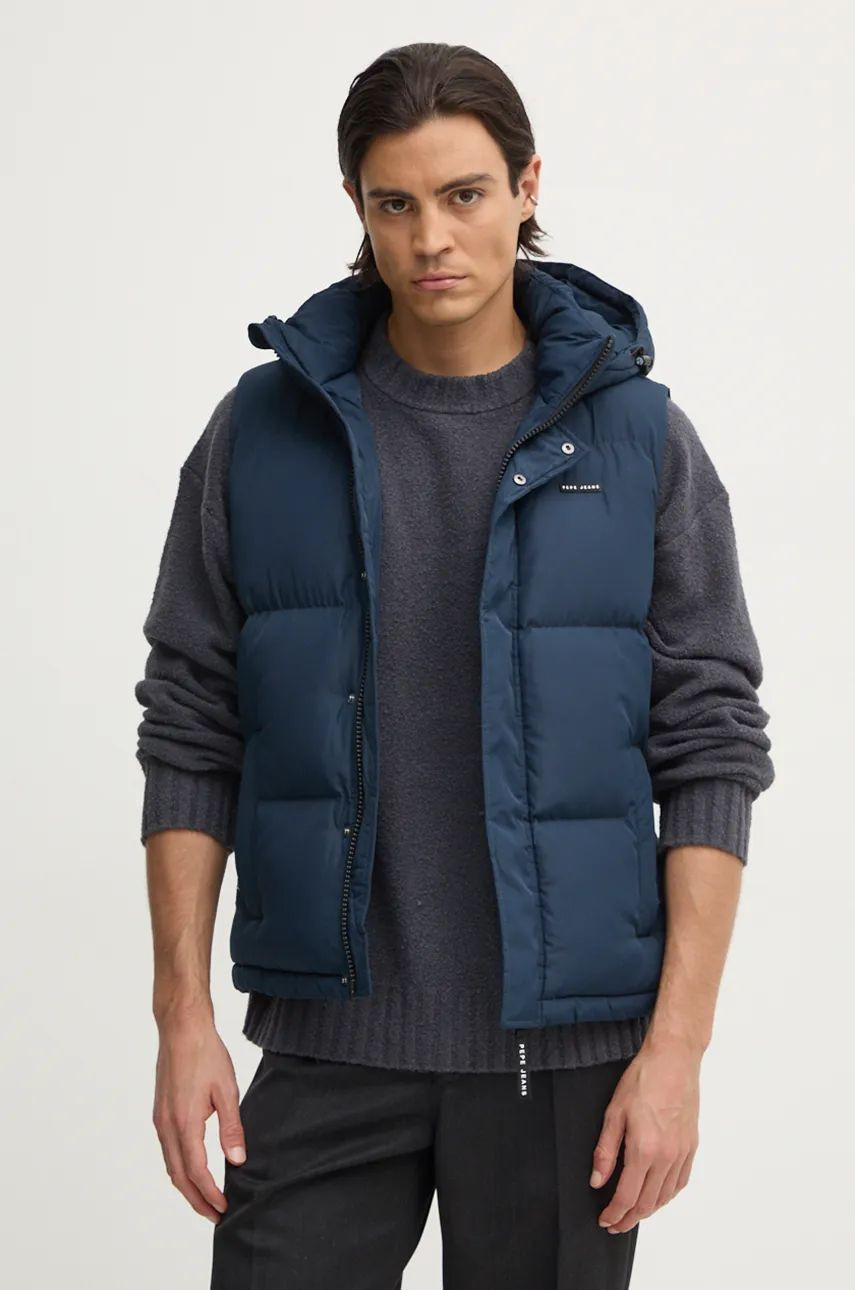 Vesta Pepe Jeans TEDDY pánska, tmavomodrá farba, zimná, PM403015