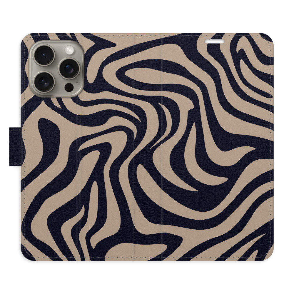 Flipové puzdro iSaprio - Zebra Black 02 - iPhone 15 Pro Max