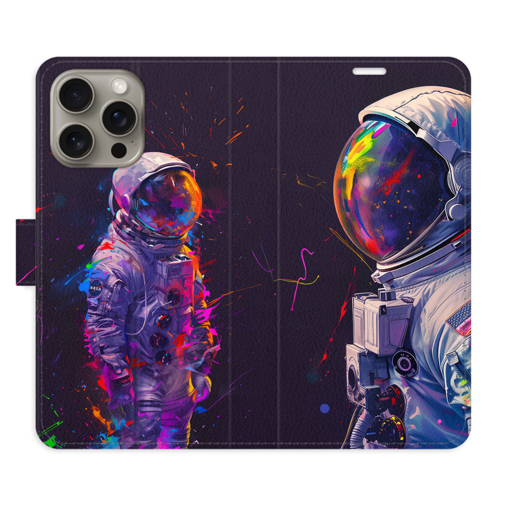 Flipové puzdro iSaprio - Neon Astronaut 02 - iPhone 15 Pro Max