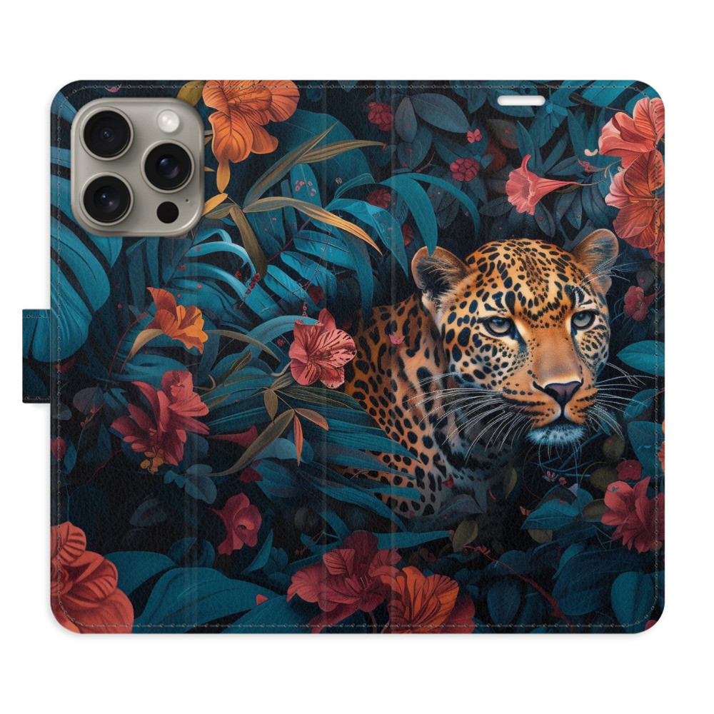 Flipové puzdro iSaprio - Flower Jaguar 02 - iPhone 15 Pro Max