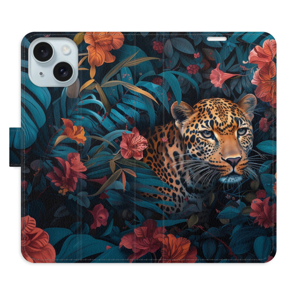 Flipové puzdro iSaprio - Flower Jaguar 02 - iPhone 15