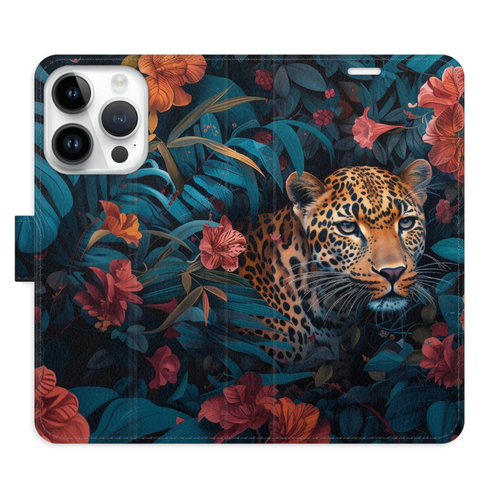 Flipové puzdro iSaprio - Flower Jaguar 02 - iPhone 15 Pro