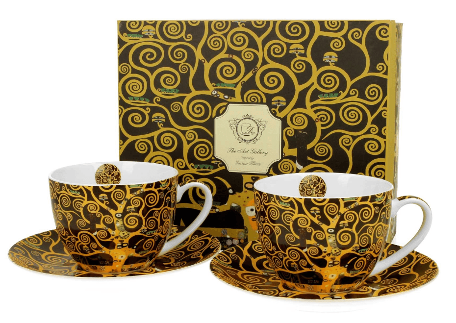 Sada šálků s podšálkem Klimt THE TREE OF LIFE 2 ks 250 ml hnědá