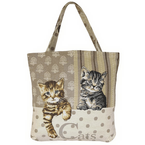 Veľká vyšívaná nákupná taška s mačkami