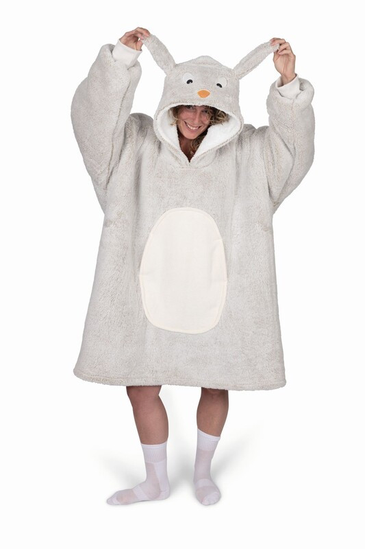 COZY NOXXIEZ - CH361 Králik - hrejivá televízna mikinová deka s kapucňou pre teenagerov a dospelých