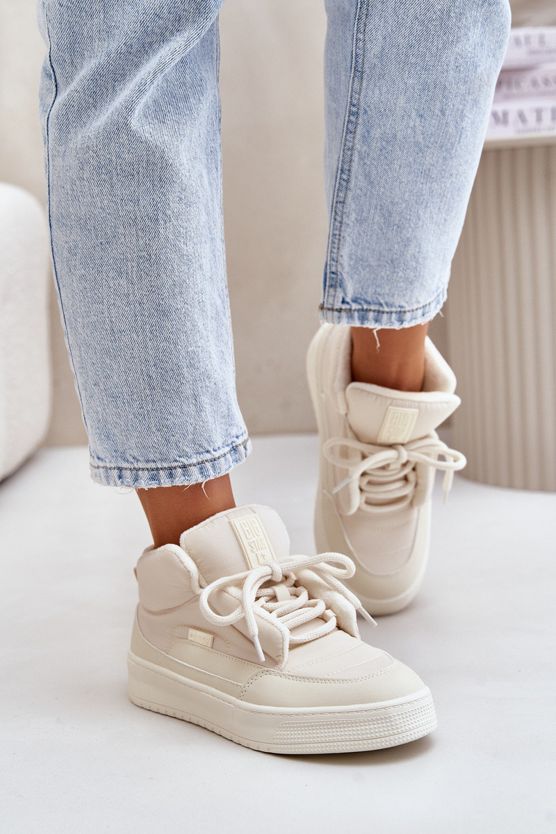 Biele dámske zateplené BIG STAR tenisky na platforme - 36