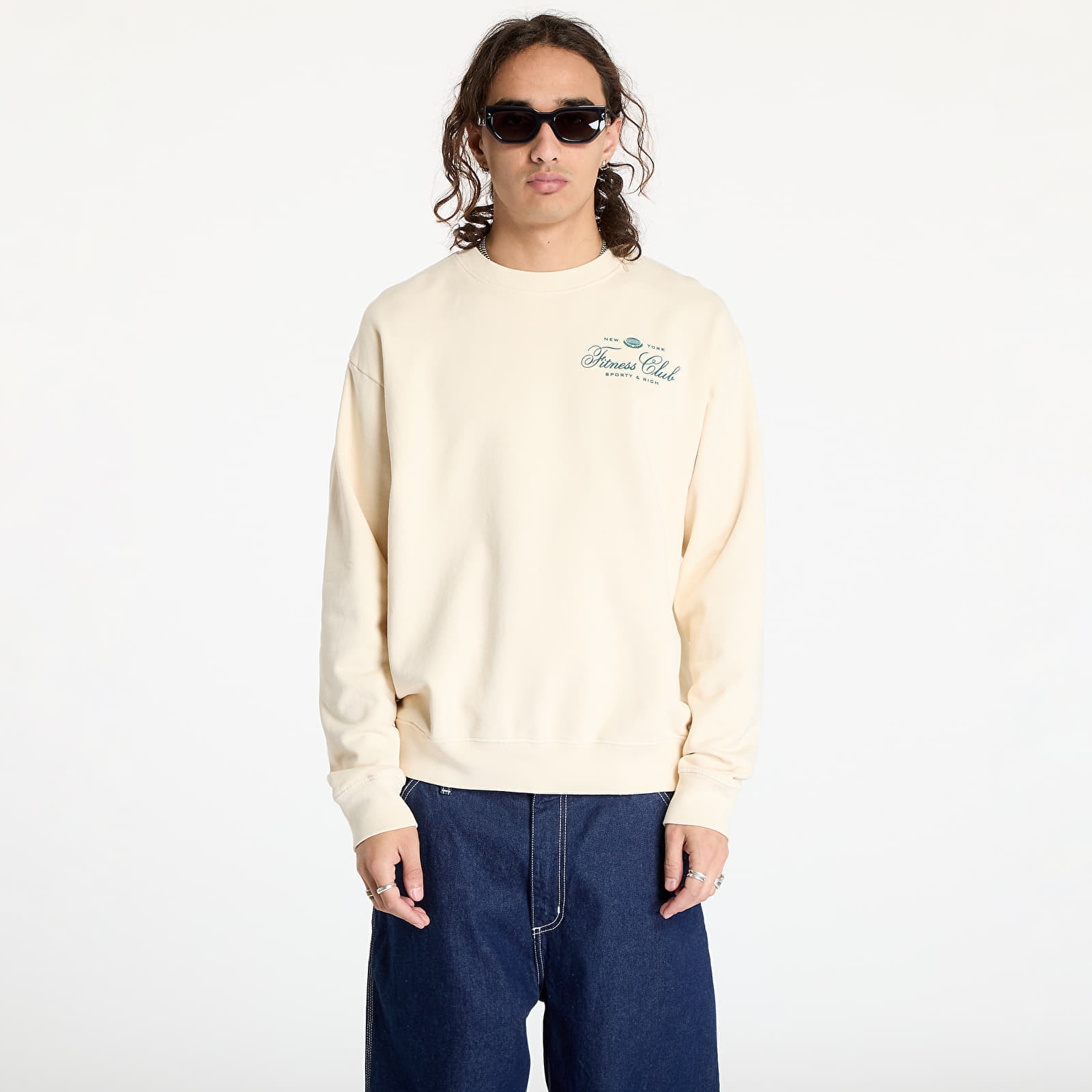 Mikina Sporty & Rich Fitness World Crewneck UNISEX Cream/ Alpine S