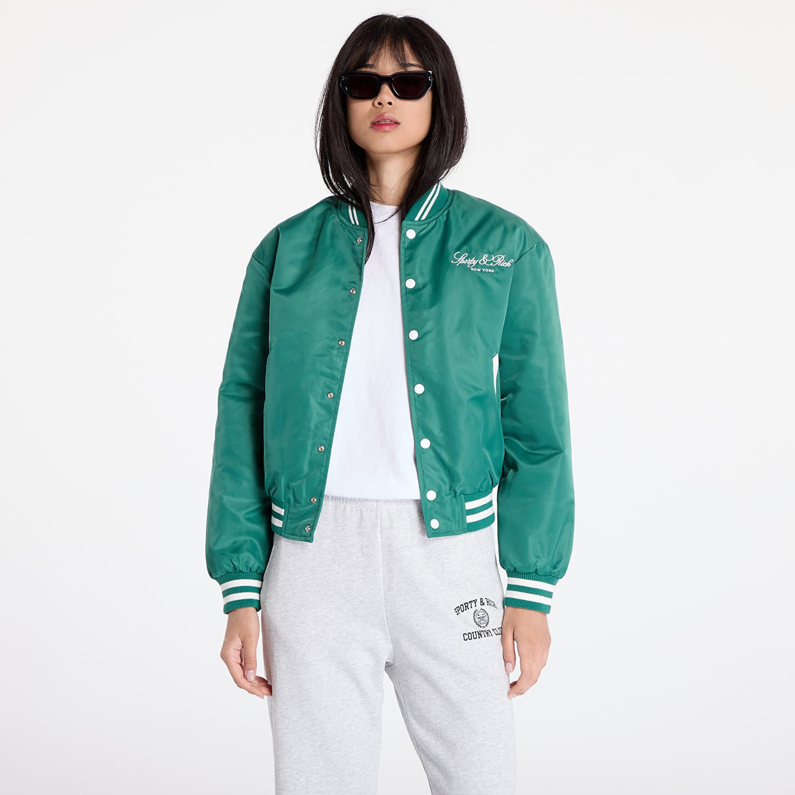 Bomber Sporty & Rich Wellness Boucle Varsity Jacket UNISEX Alpine/ White S