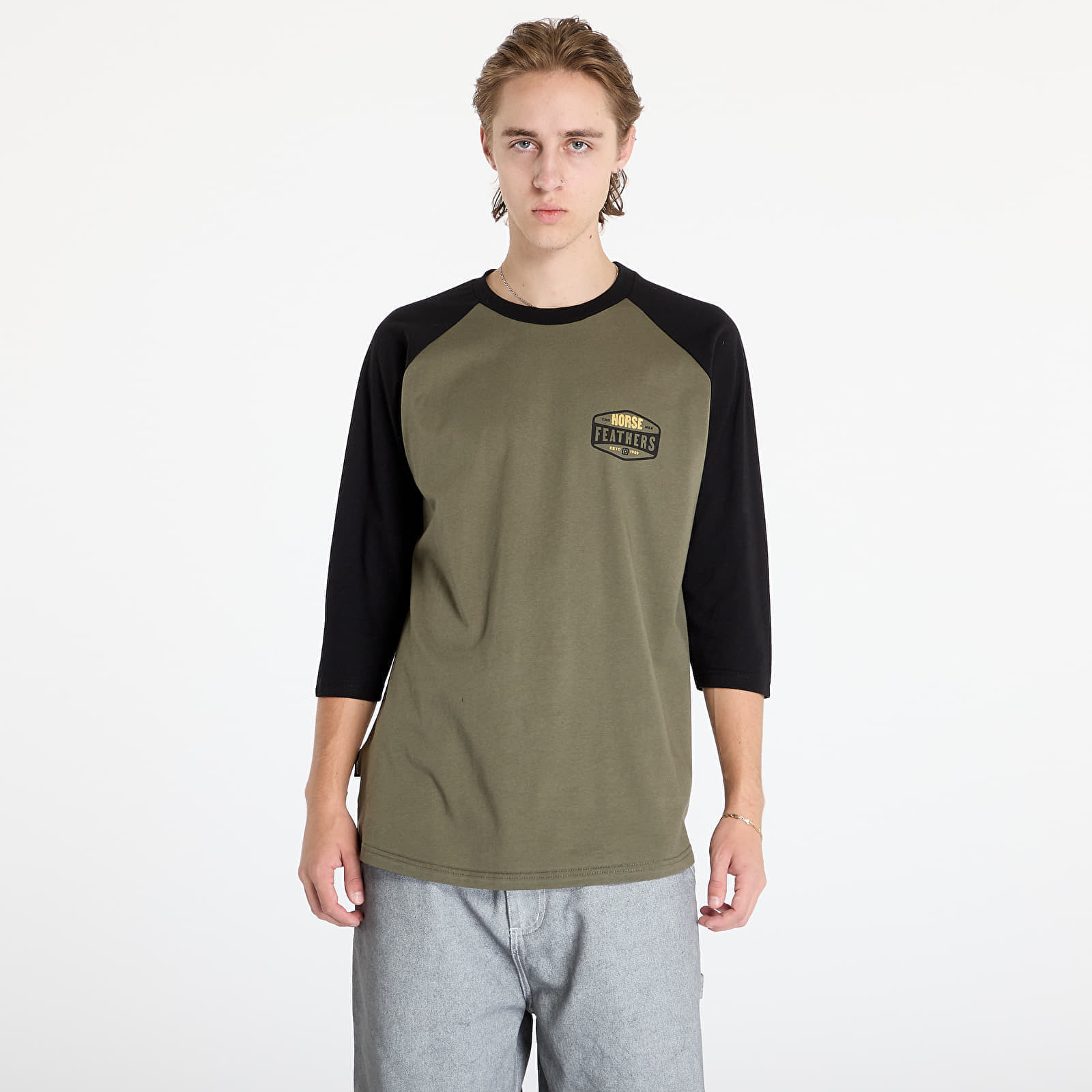 Tričko Horsefeathers Hexagon II Raglan T-Shirt Burnt Olive S