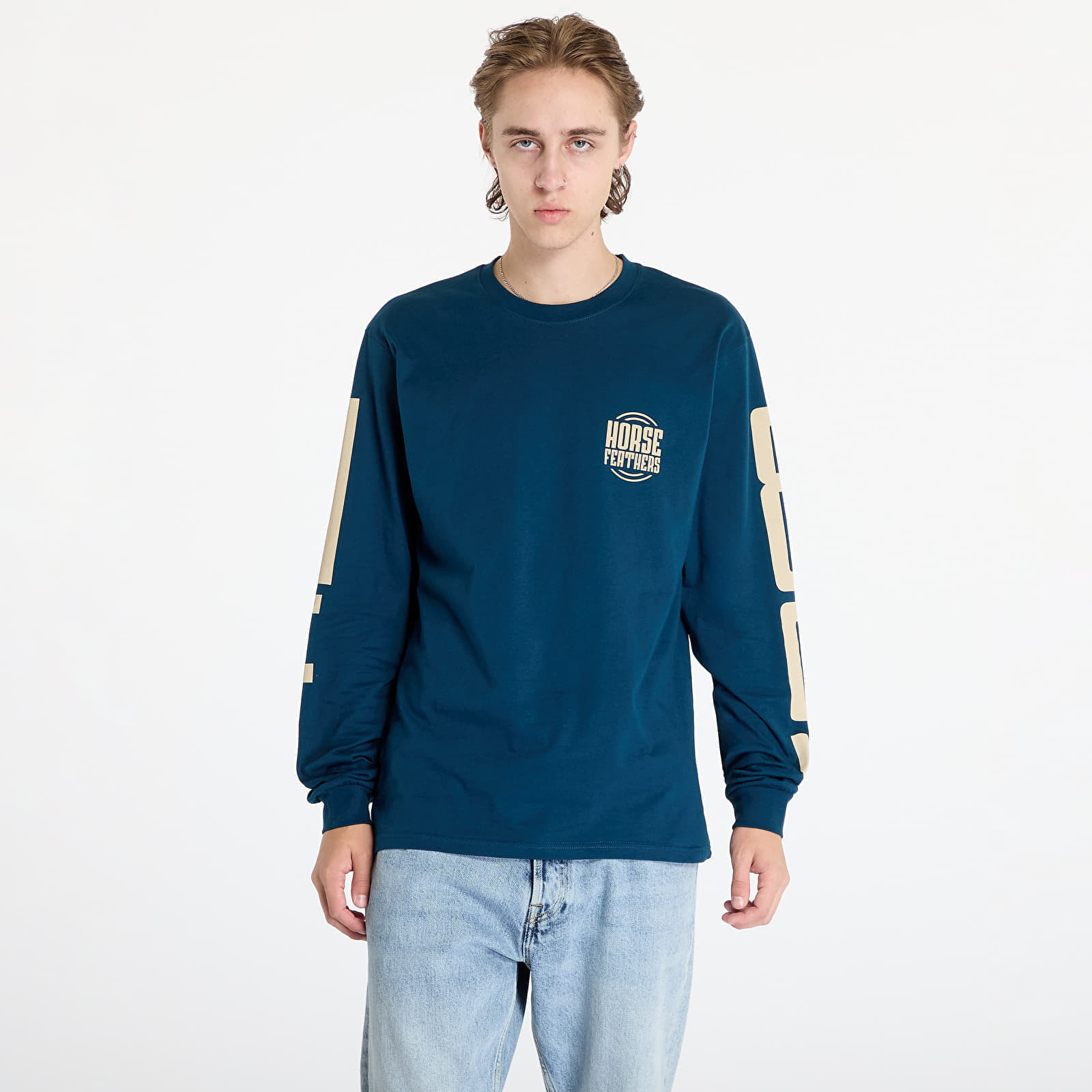 Tričko Horsefeathers Tall Typo Long Sleeve T-Shirt Pond L