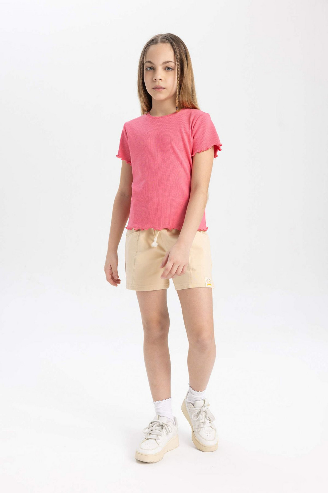 DEFACTO Girl's Pocket Woven Label Shorts