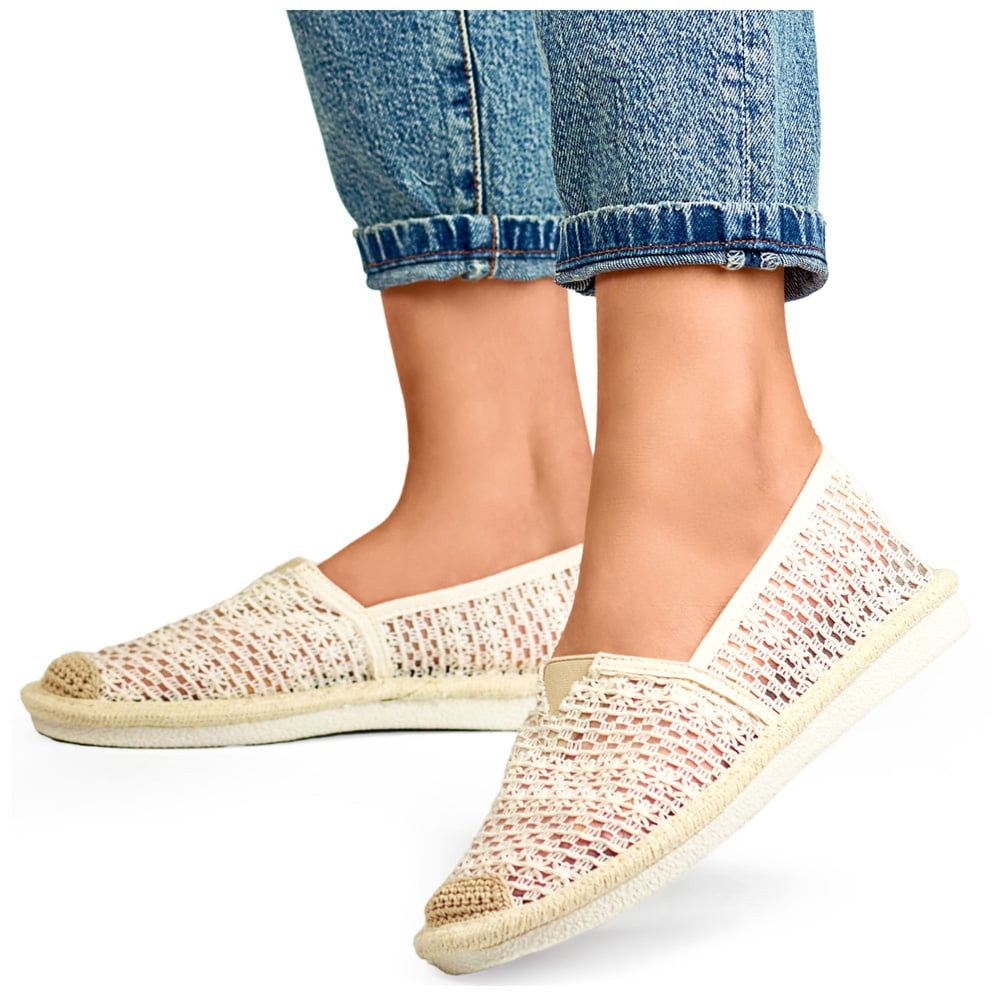 primohurt Béžové sieťované espadrilky vzdušné dámske espadrilky