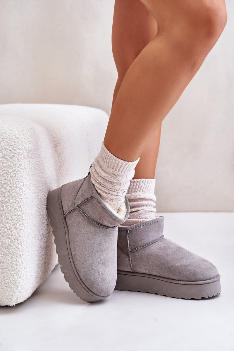 Women's snow boots on a platform lined with fur gray Xamella
