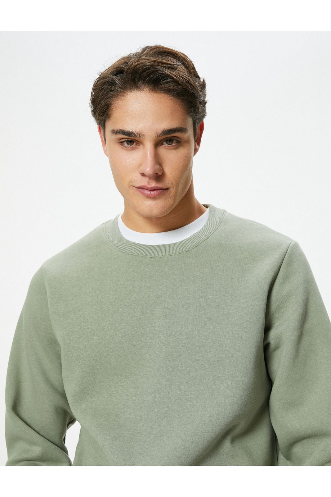 Koton Crew Neck Sweatshirt Long Sleeve Raised