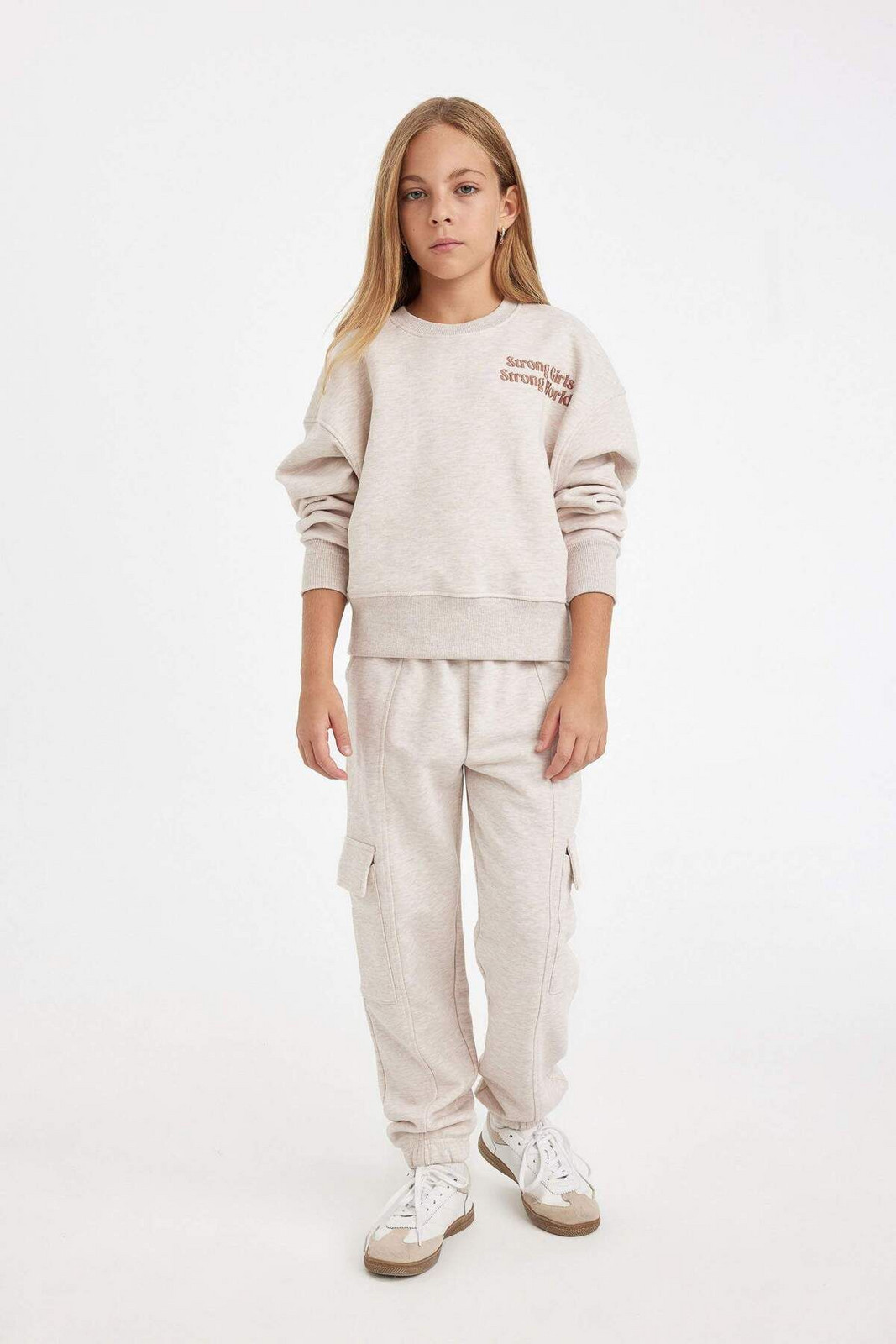 DEFACTO Girl's Cargo Pocket Elastic Waist Leg Jogger Sweatpants