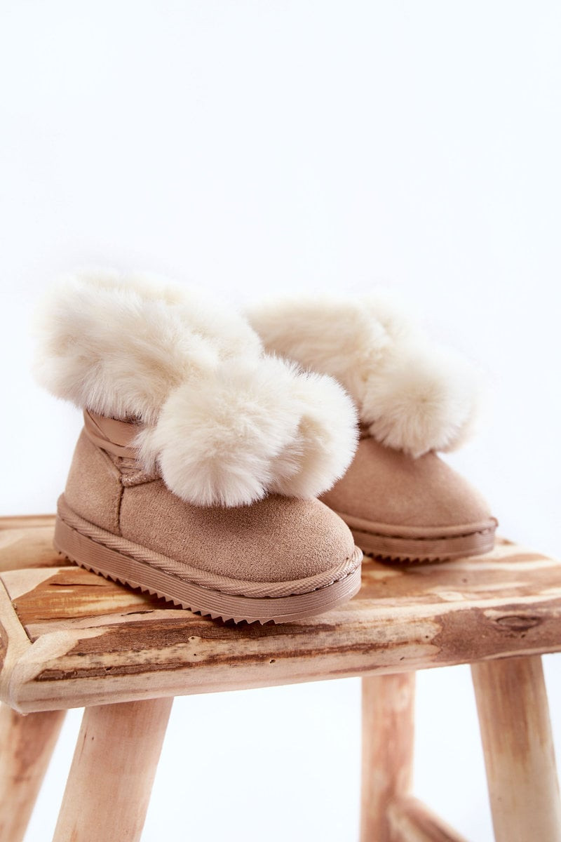 Children's youth warm snow boots Light beige Roofy