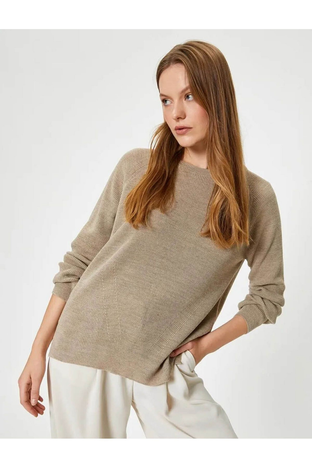 Koton Oversize Knitwear Sweater Long Crew Neck