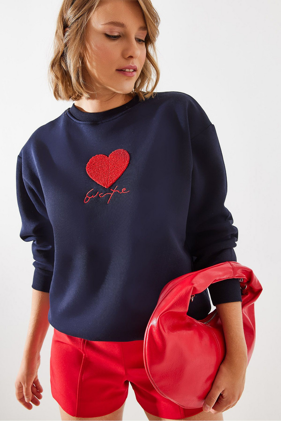 Bianco Lucci Women's Triple Thread Raised In Love Sweatshirt MBHS008