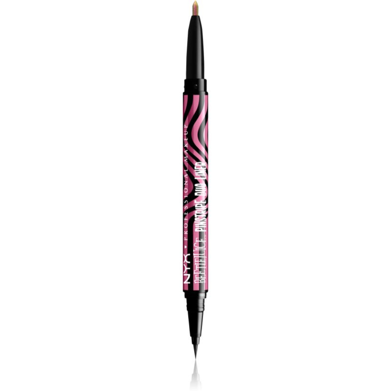 NYX Professional Makeup Beetlejuice Pinstripe Duo Liner očné linky 2 v 1 odtieň 01 Pink Chrome 0,5 ml