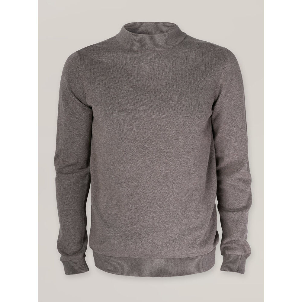 Pánsky sveter šedo-hnedý s nízkym rolákom 17621