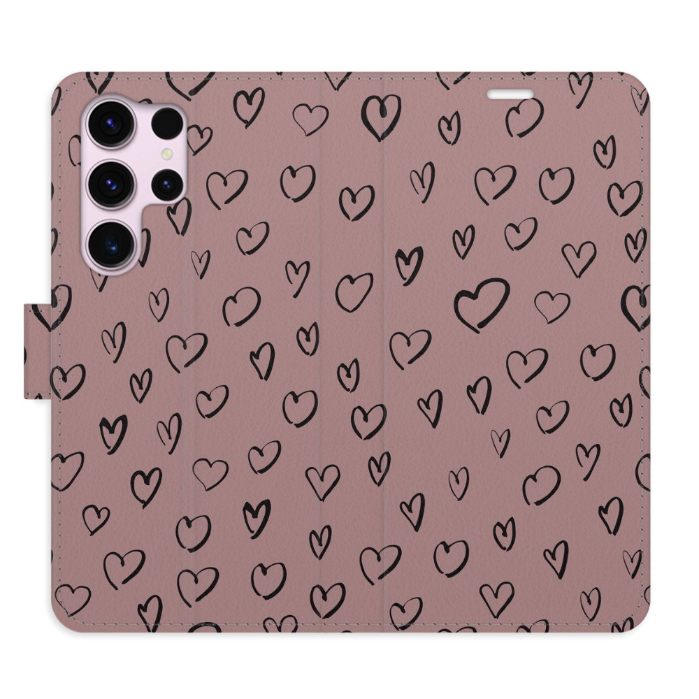 Flipové puzdro iSaprio - Heart Dark 02 - Samsung Galaxy S23 Ultra