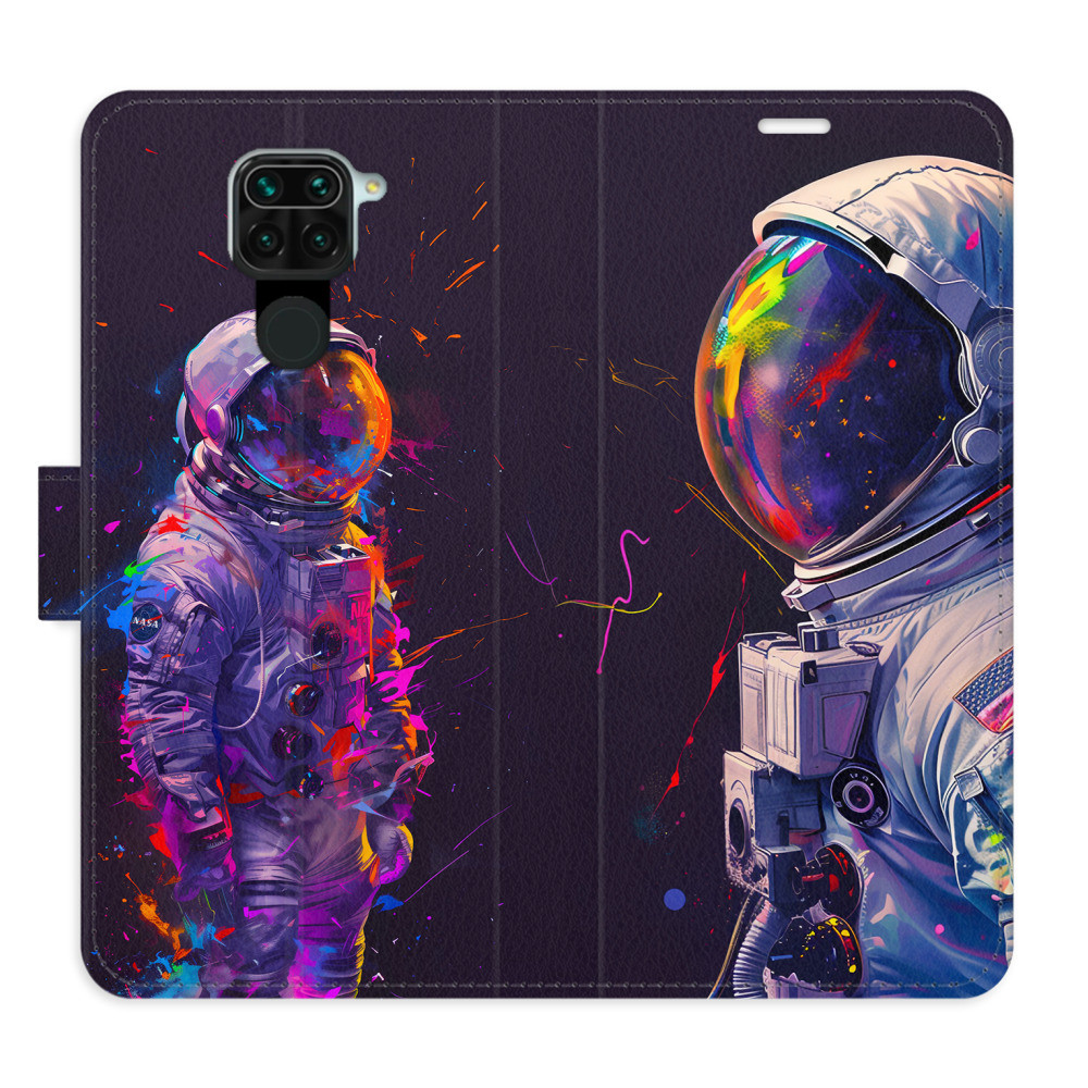 Flipové puzdro iSaprio - Neon Astronaut 02 - Xiaomi Redmi Note 9