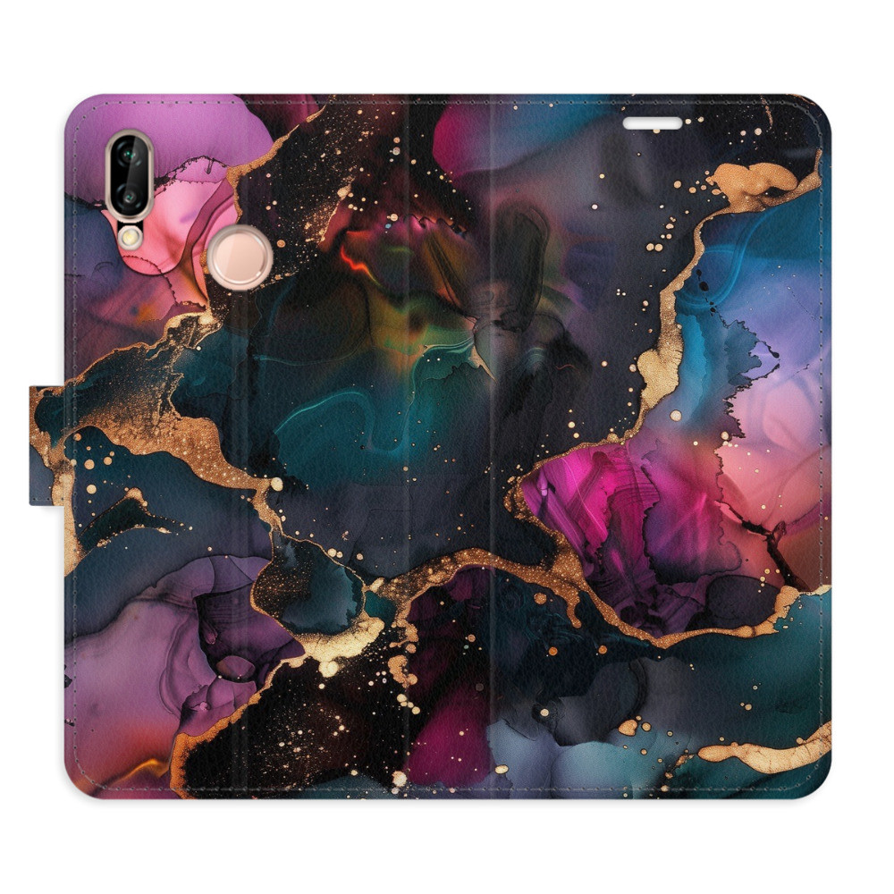Flipové puzdro iSaprio - Dark Marble - Huawei P20 Lite