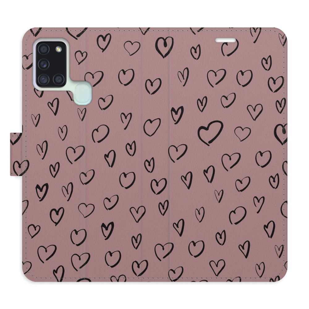 Flipové puzdro iSaprio - Heart Dark 02 - Samsung Galaxy A21s