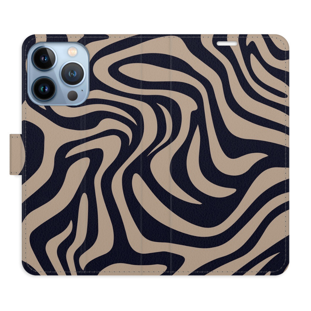 Flipové puzdro iSaprio - Zebra Black 02 - iPhone 13 Pro