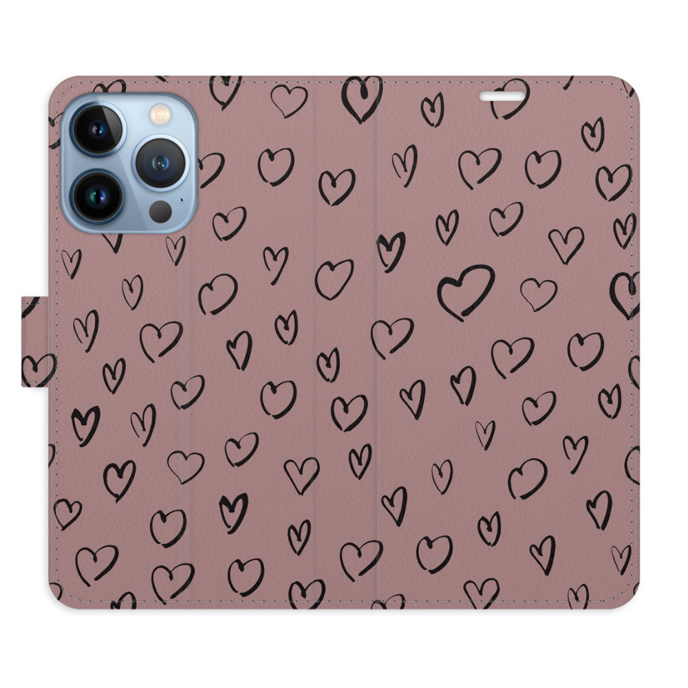 Flipové puzdro iSaprio - Heart Dark 02 - iPhone 13 Pro