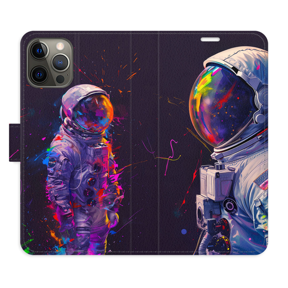 Flipové puzdro iSaprio - Neon Astronaut 02 - iPhone 12/12 Pro