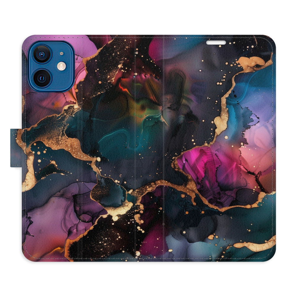 Flipové puzdro iSaprio - Dark Marble - iPhone 12 mini