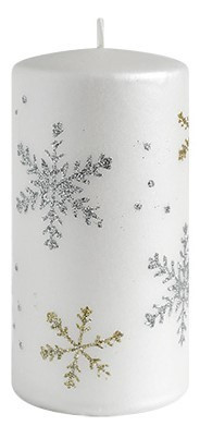 Vánoční svíčka FROST 10 cm bílá