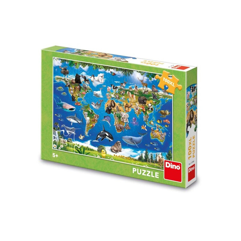 Dino Puzzle Mapa zvierat 100 XL Dino