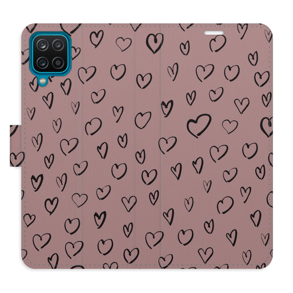Flipové puzdro iSaprio - Heart Dark 02 - Samsung Galaxy A12