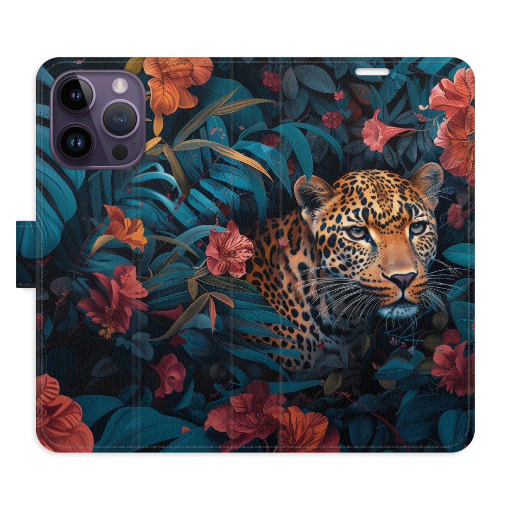 Flipové puzdro iSaprio - Flower Jaguar 02 - iPhone 14 Pro Max