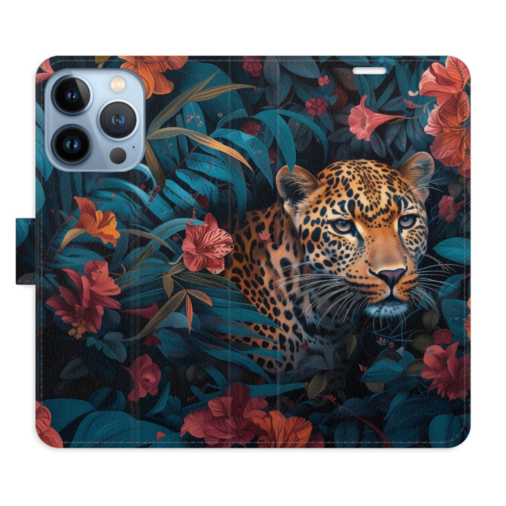 Flipové puzdro iSaprio - Flower Jaguar 02 - iPhone 13 Pro