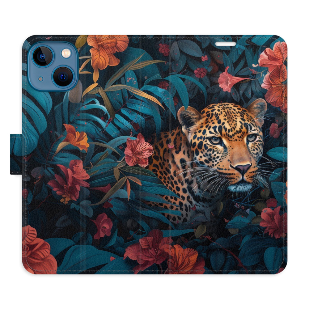 Flipové puzdro iSaprio - Flower Jaguar 02 - iPhone 13