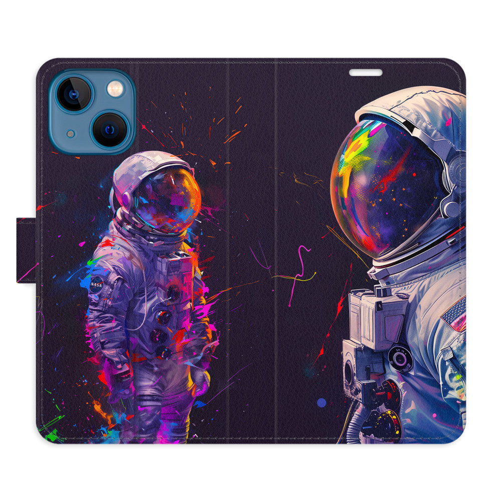 Flipové puzdro iSaprio - Neon Astronaut 02 - iPhone 13 mini