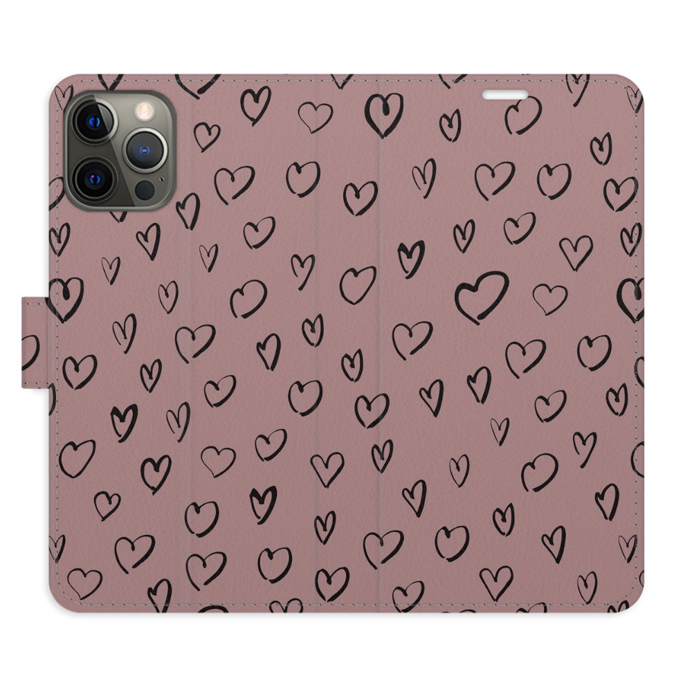 Flipové puzdro iSaprio - Heart Dark 02 - iPhone 12/12 Pro