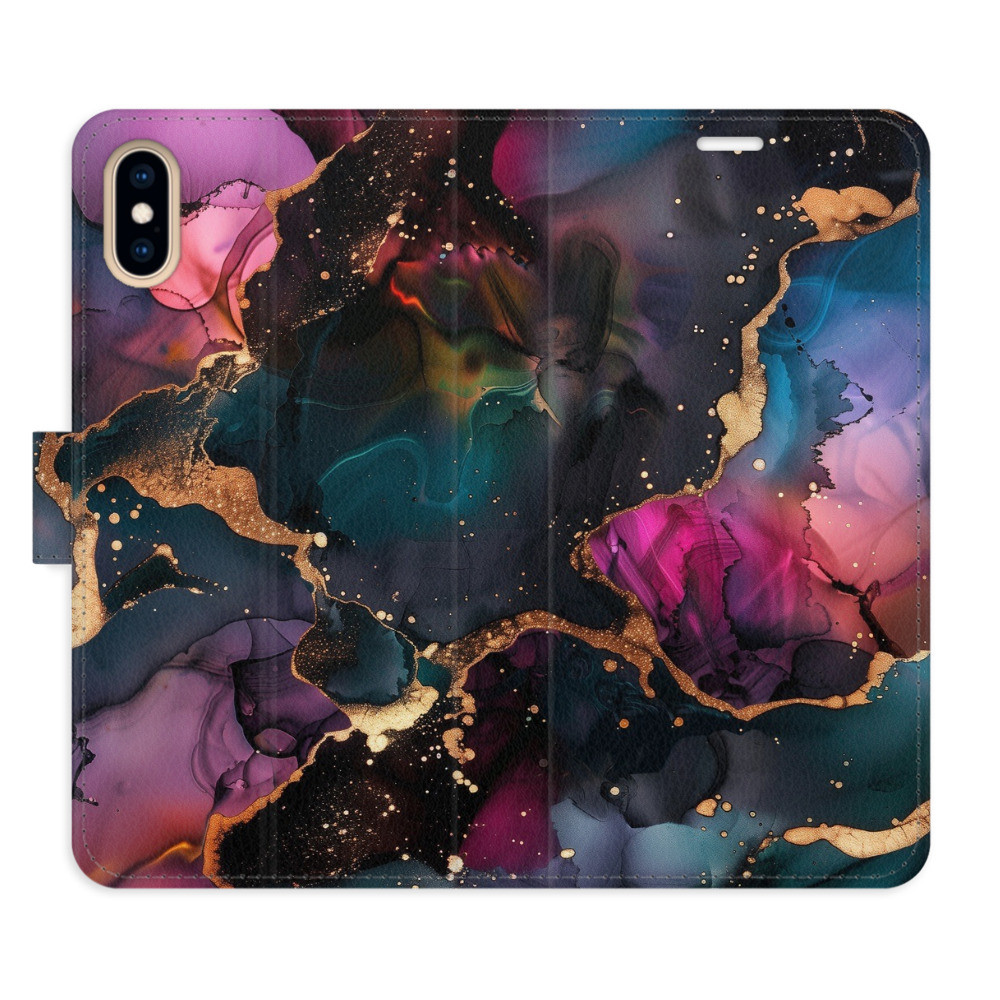 Flipové puzdro iSaprio - Dark Marble - iPhone X/XS
