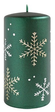 Vánoční svíčka FROST 14 cm zelená