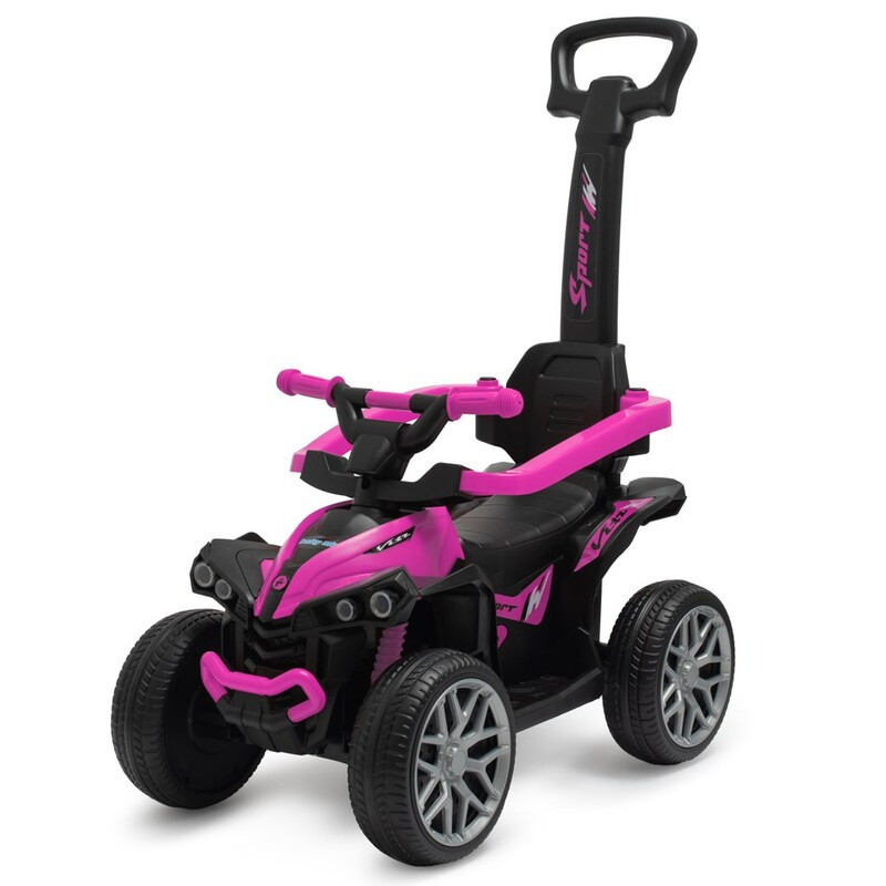 BABY MIX - Detské odrážadlo s vodiacou tyčou Mega Prime EVA ružové