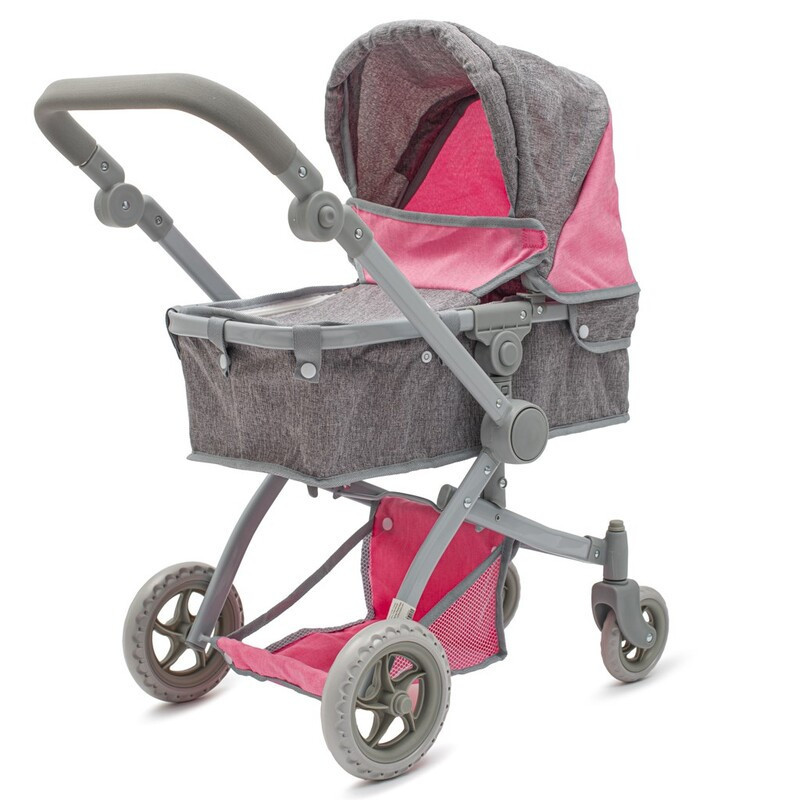 BABY MIX - Kočík pre bábiky 2v1 Sophie pink-grey