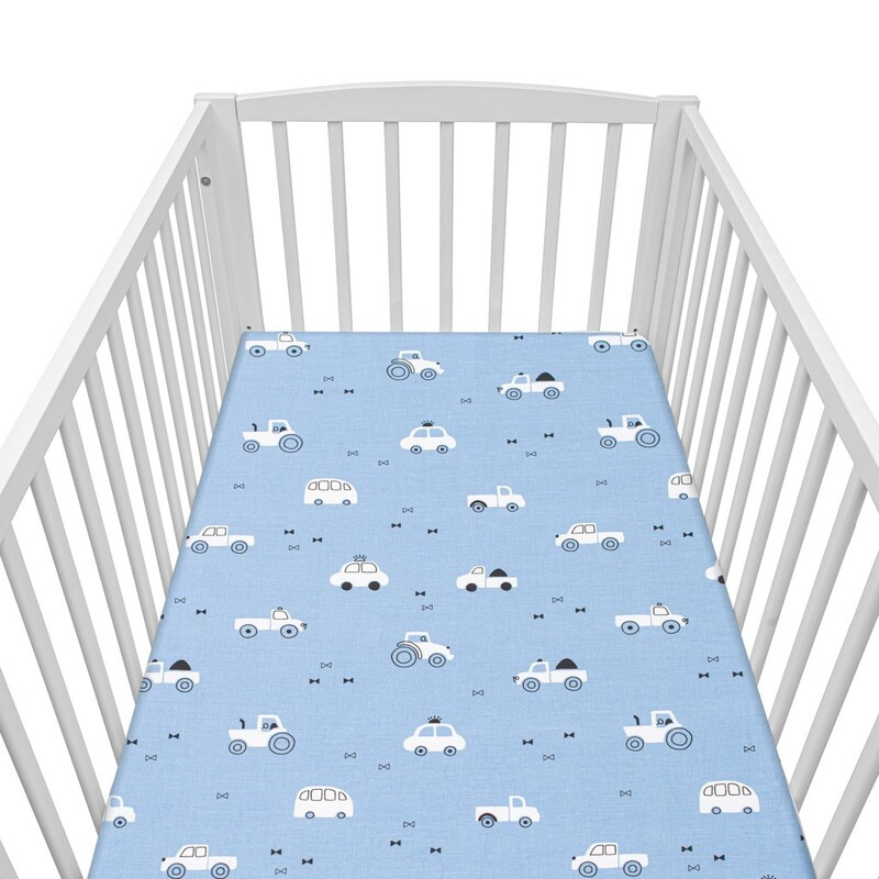 NEW BABY - Bavlnené prestieradlo do postieľky Autíčka Tuuut 120x60 cm