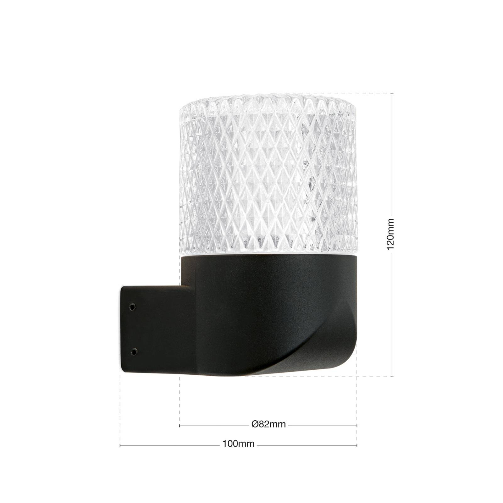 Vonkajšie nástenné svietidlo LED Mondo, čierne, výška 12 cm, hliník
