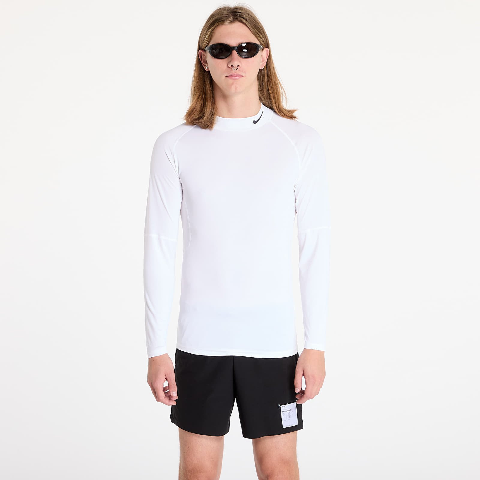 Tričko Nike Pro Men's Dri-FIT Fitness Mock-Neck Long-Sleeve Top White/ Black M