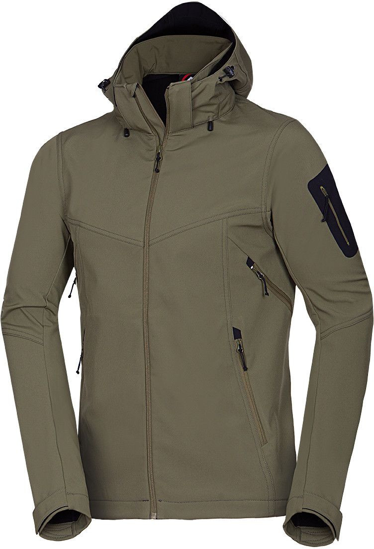 Northfinder Pánska outdoorová softshellová bunda s odnímateľnou kapucňou GIULIO olive Veľkosť: M
