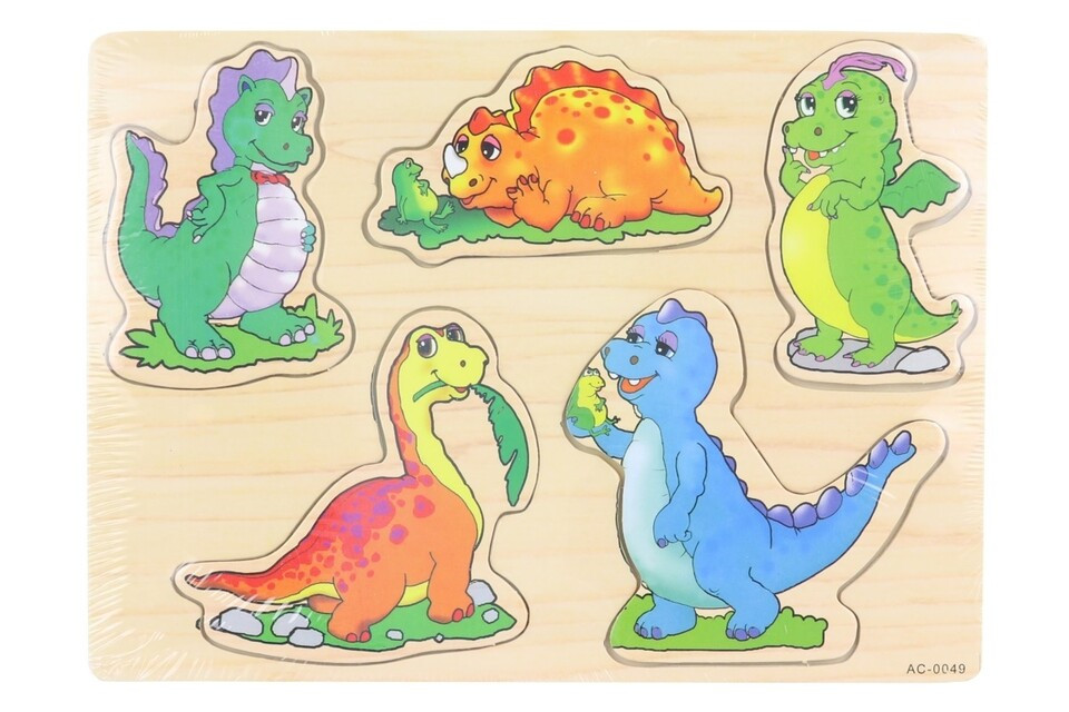 Drevená vkladačka dino